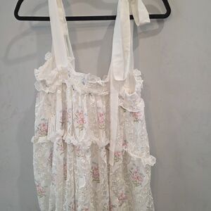 For Love And Lemons Cream Floral Lace Mini Dress